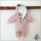 Softshell Overall in rosa und innen Weidenkätzchen oder gestreift