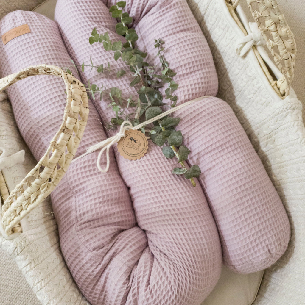 Bettschlange, Wickeltischumrandung Waffelpiqué rosa