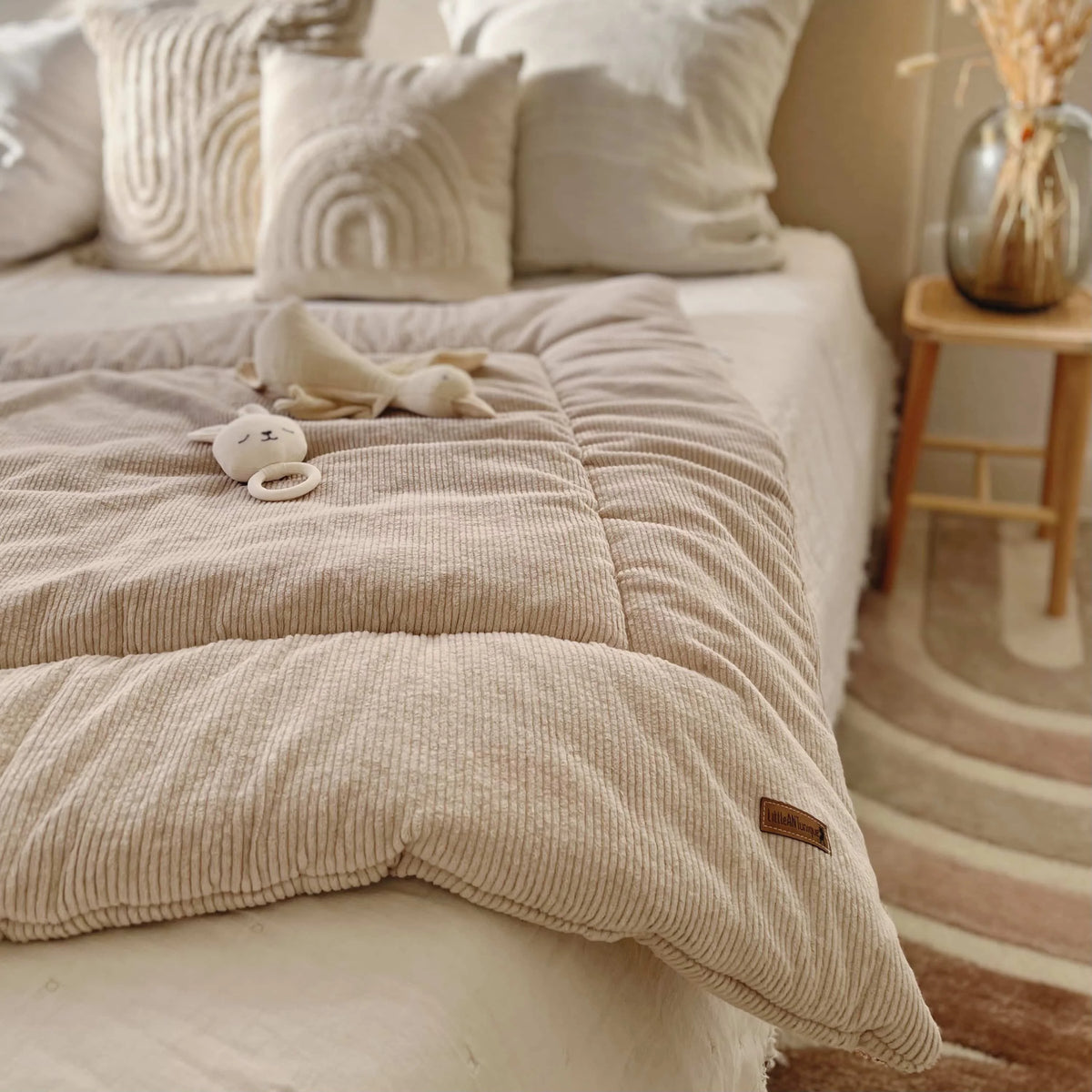 Krabbeldecke Spielunterlage Laufgittereinlage Cord beige