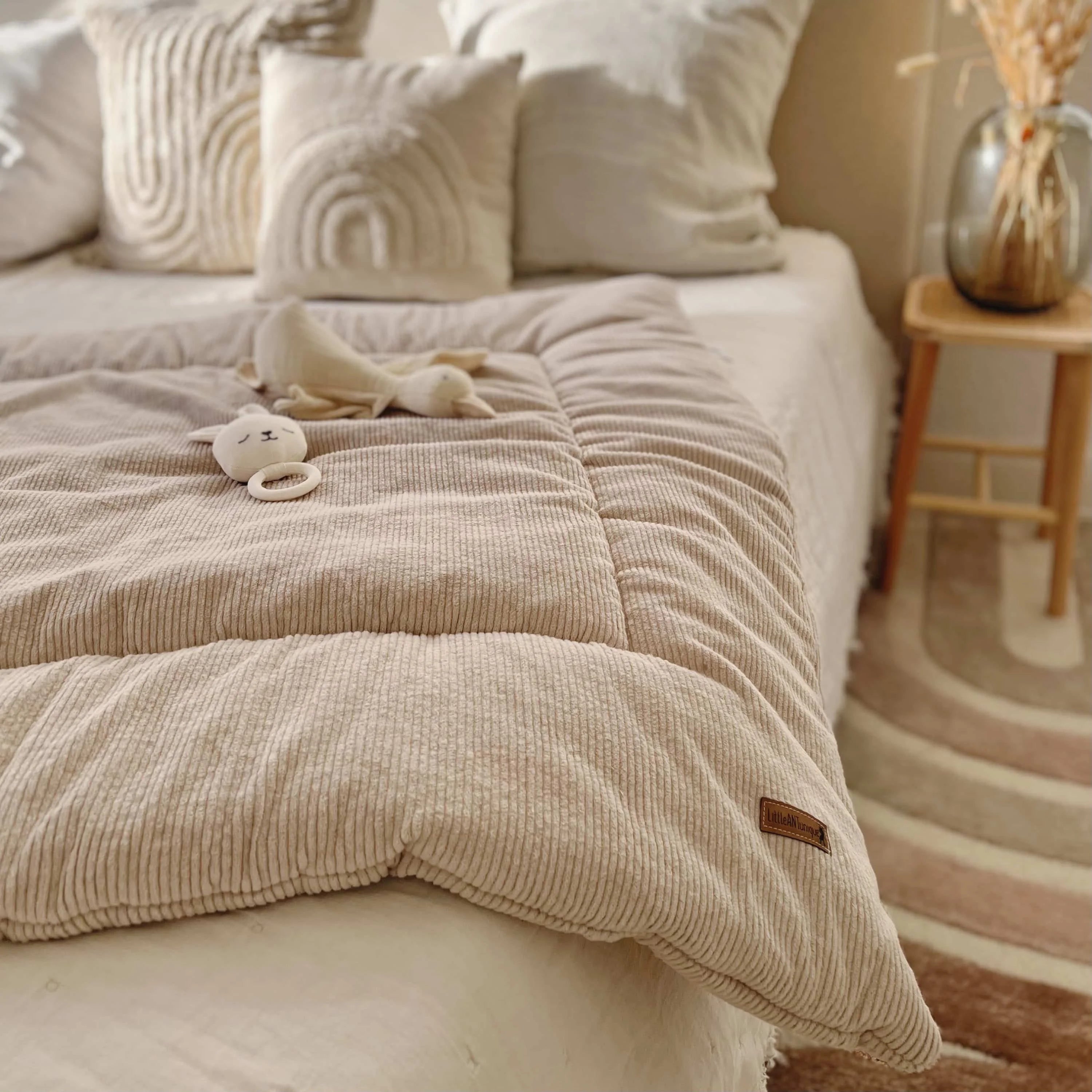 Krabbeldecke Spielunterlage Laufgittereinlage Cord beige