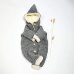 Walkoverall, Winteroverall in grau mit Teddystoff gefüttert