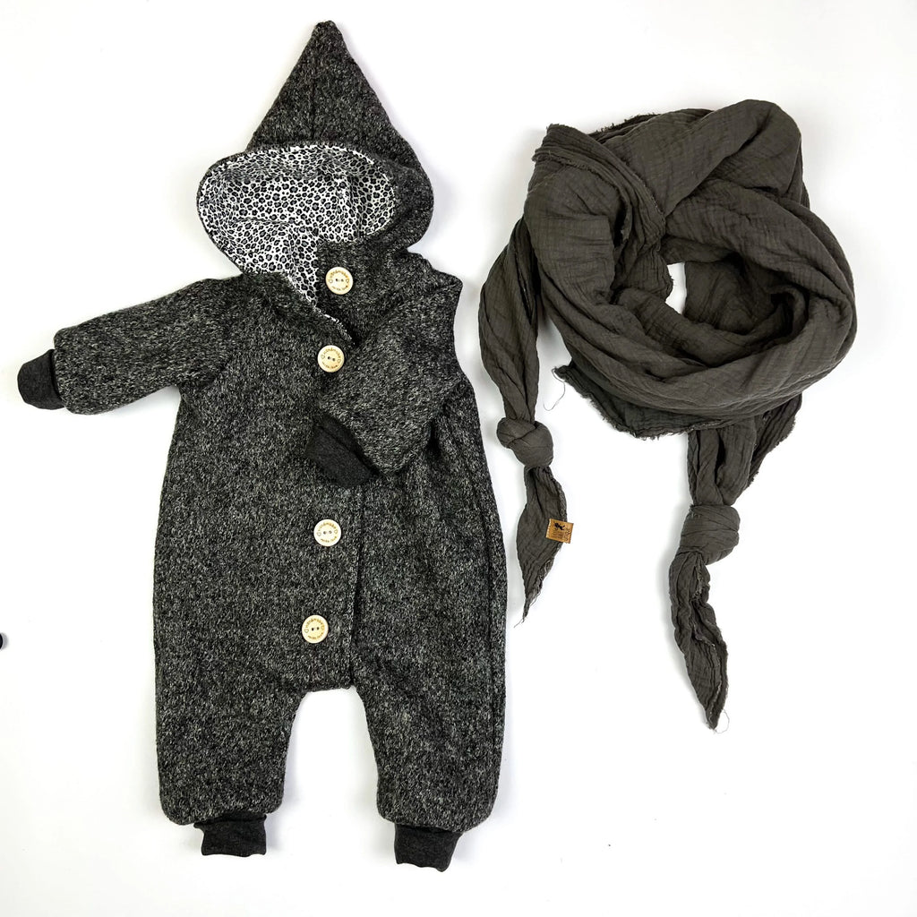 Walkoverall, Winteroverall anthrazit/ innen leo oder gestreift