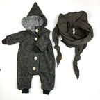 Walkoverall, Winteroverall anthrazit/ innen leo oder gestreift