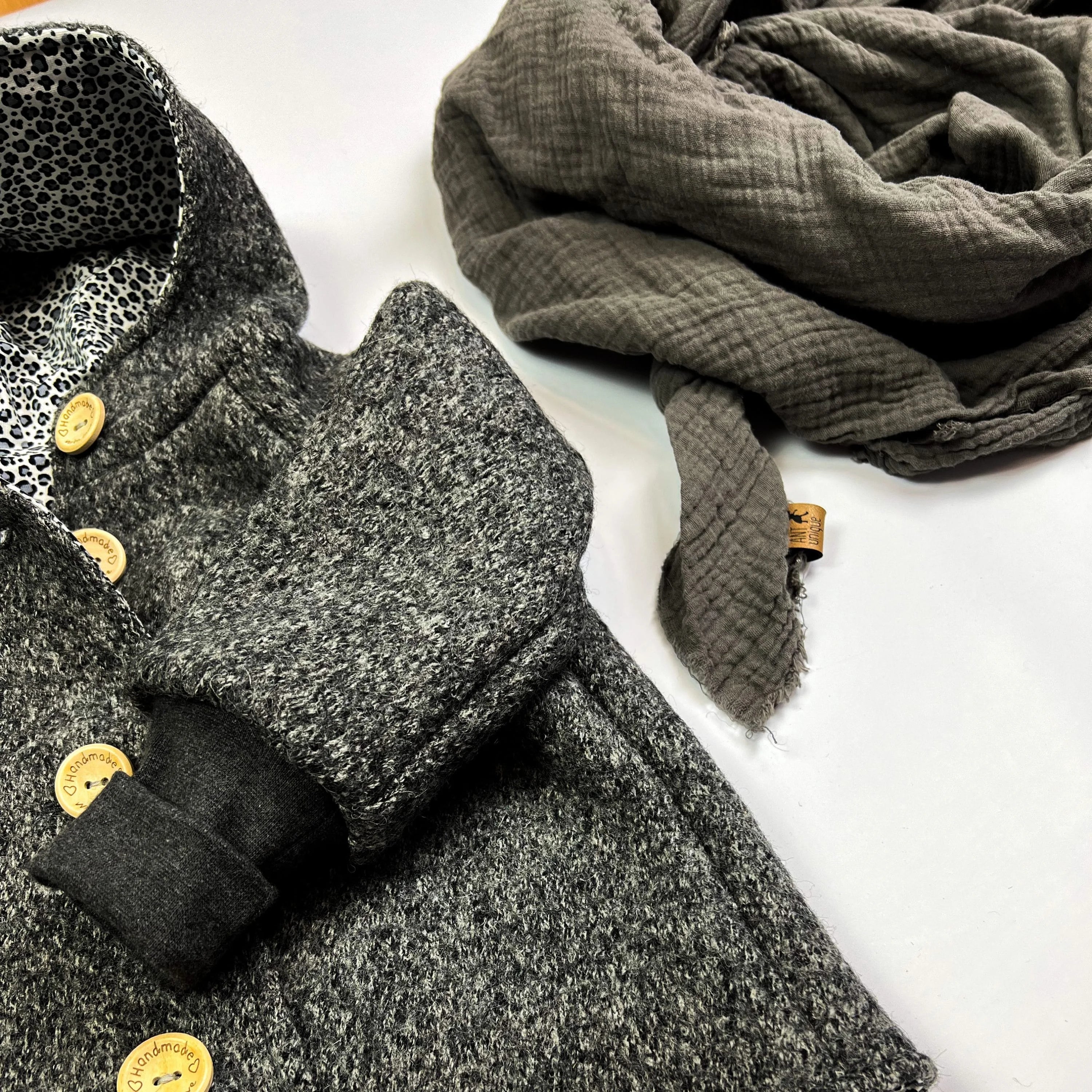 Walkjacke, Wintermantel anthrazit innen leo oder gestreift