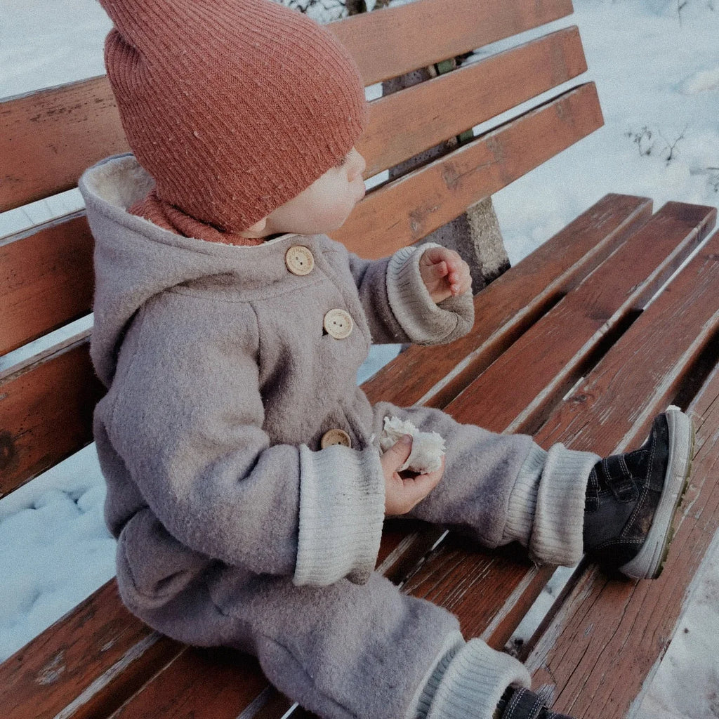 Walkoverall, Winteroverall taupe/ innen mit kuscheligem Teddystoff