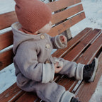 Walkoverall, Winteroverall taupe/ innen mit kuscheligem Teddystoff