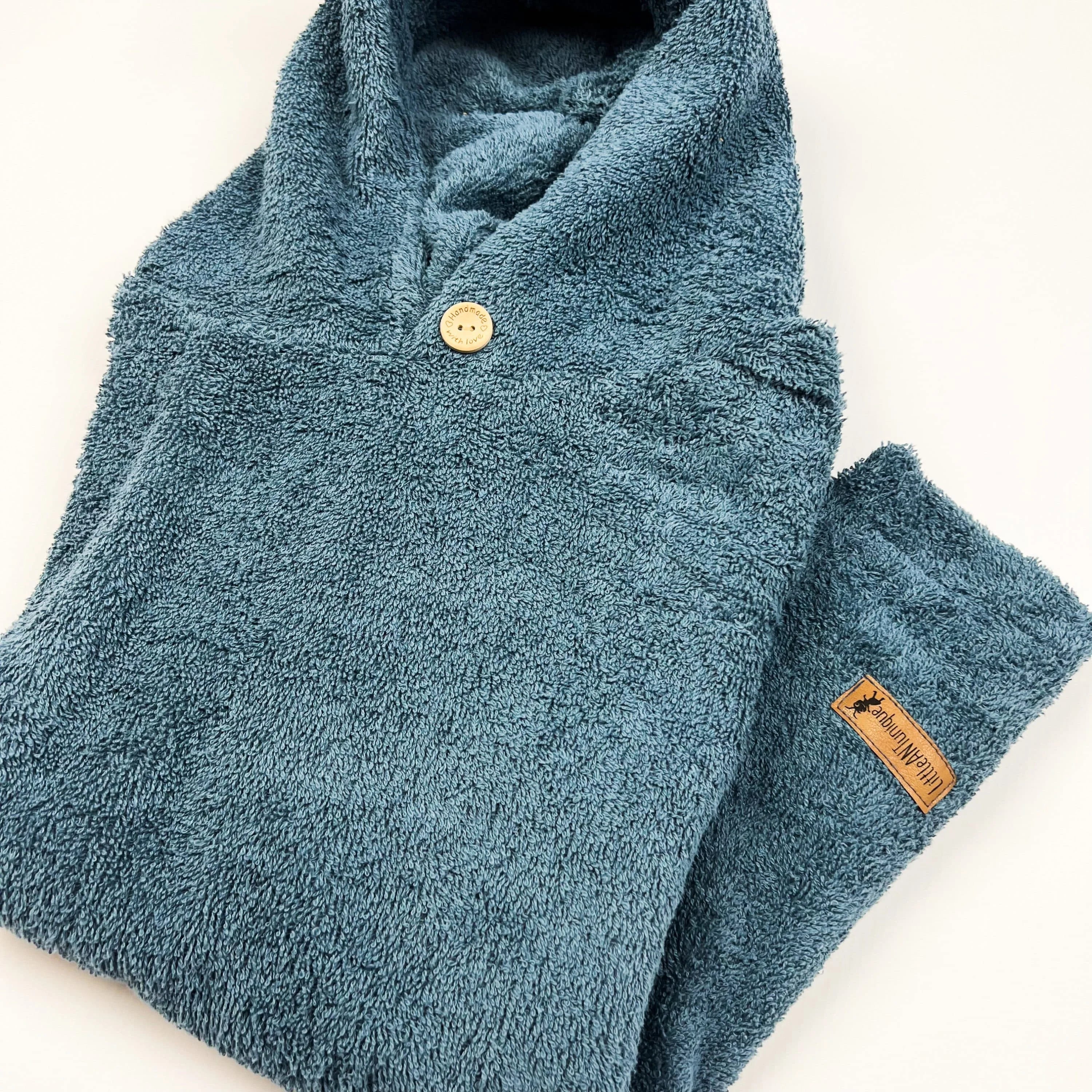 Poncho Badeponcho Frottee blau