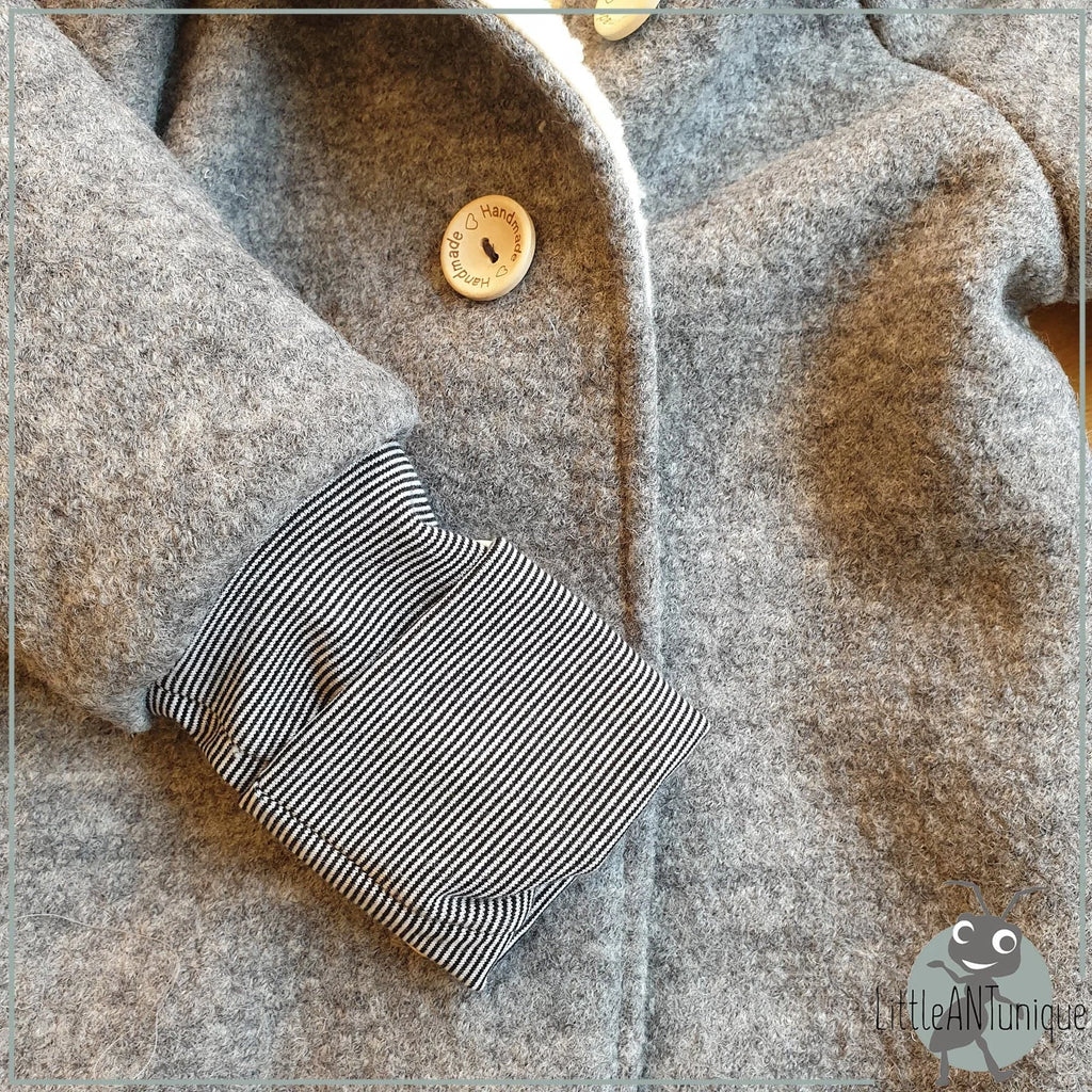 Walkjacke, Wintermantel grau mit innen kuscheligem Teddystoff