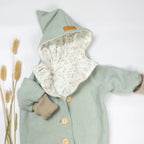 Walkjacke, Wintermantel in mint/ innen Eukalyptus oder Weidenkätzchen