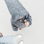 Walkjacke, Wintermantel grau, innen gestreift