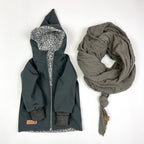 Jacke Softshelljacke Kinderjacke anthrazit und innen leo oder gestreift