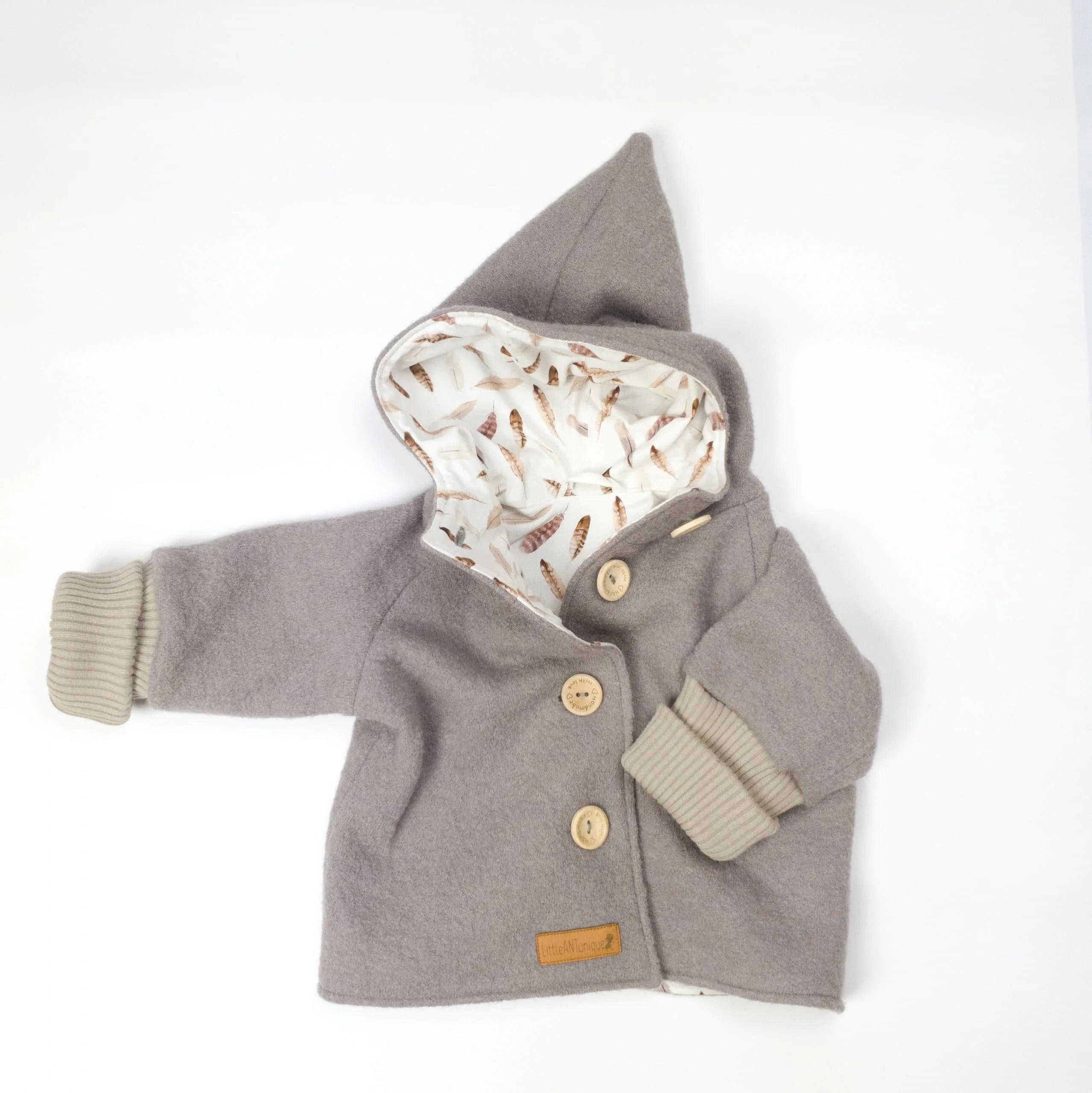 Walkjacke, Wintermantel in taupe/ innen Federn oder leo