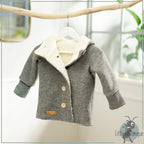 Walkjacke, Wintermantel grau mit innen kuscheligem Teddystoff
