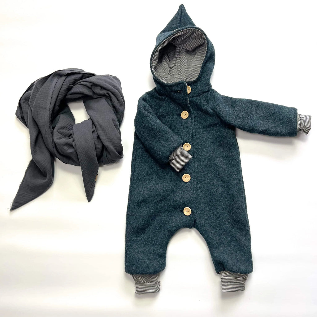 Walkoverall, Winteroverall Indigoblau / innen gestreift