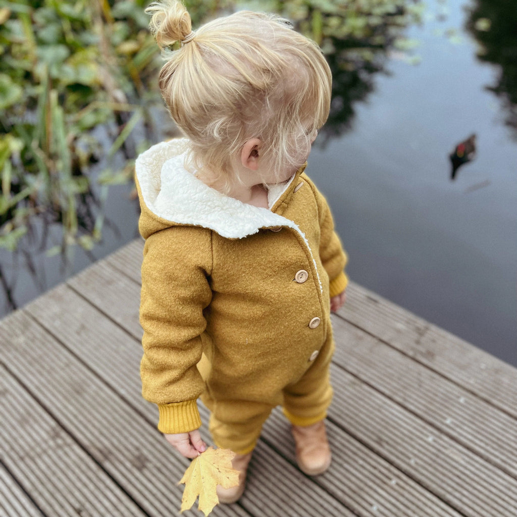 Walkoverall, Winteroverall ocker/ innen mit kuscheligem Teddystoff