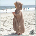 Poncho Badeponcho Musselin dunkelbeige