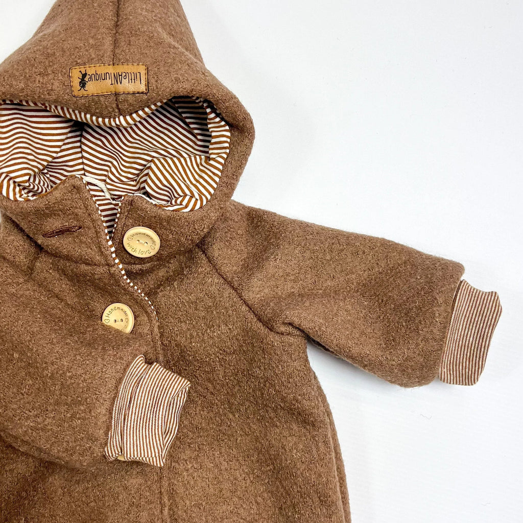 Walkoverall, Winteroverall camel/ innen gestreift