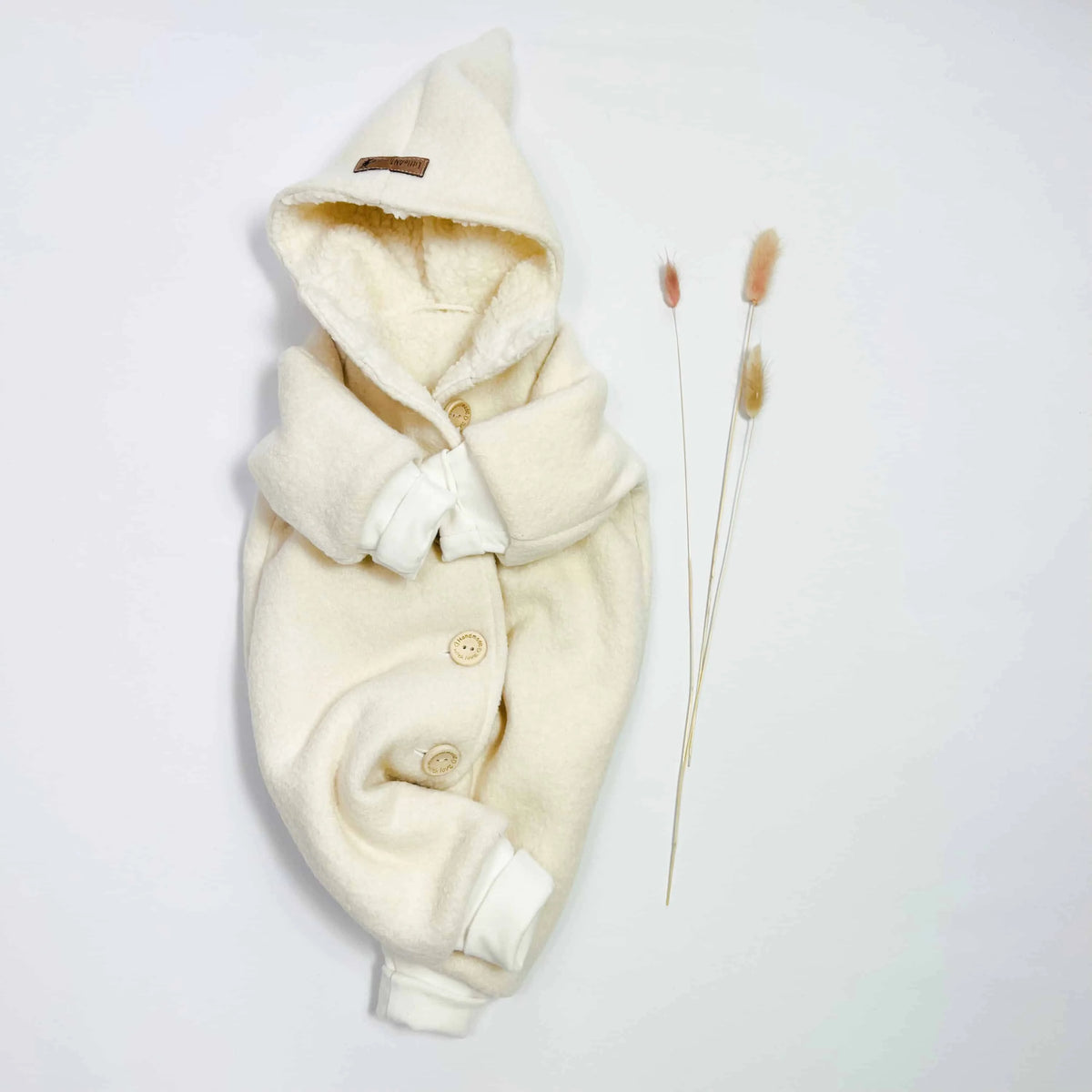 Walkoverall, Winteroverall in creme mit Teddystoff gefüttert