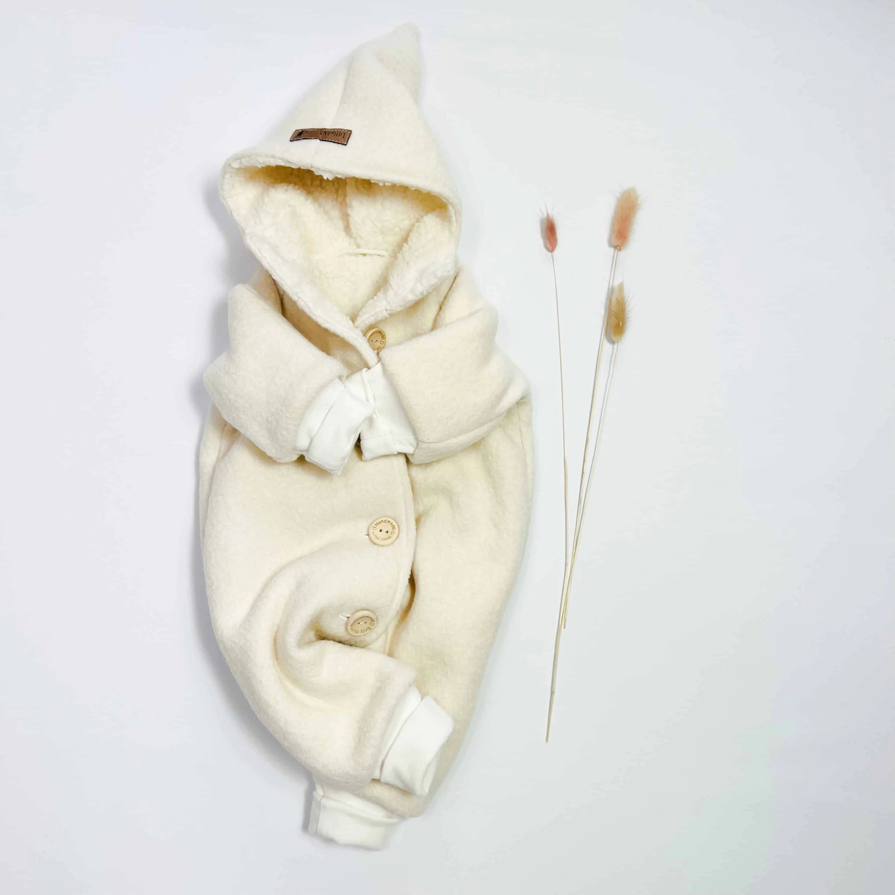Walkoverall, Winteroverall in creme mit Teddystoff gefüttert