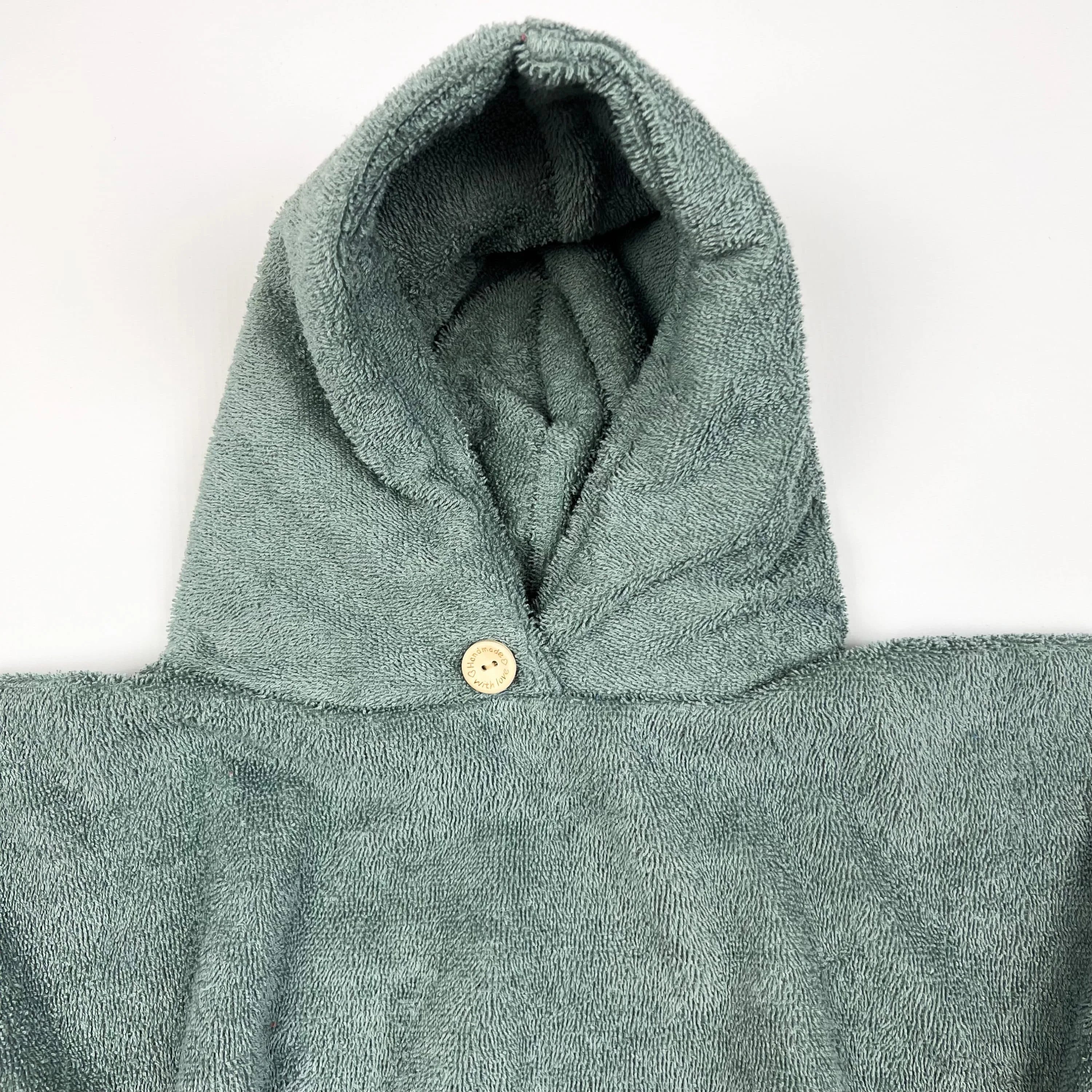 Poncho Badeponcho Frottee altgrün