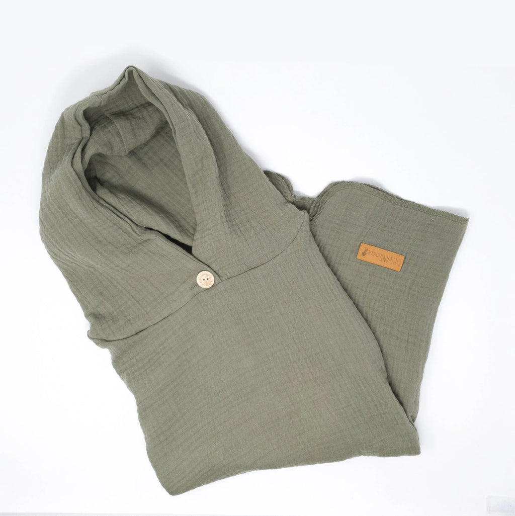 Poncho Badeponcho Musselin oliv