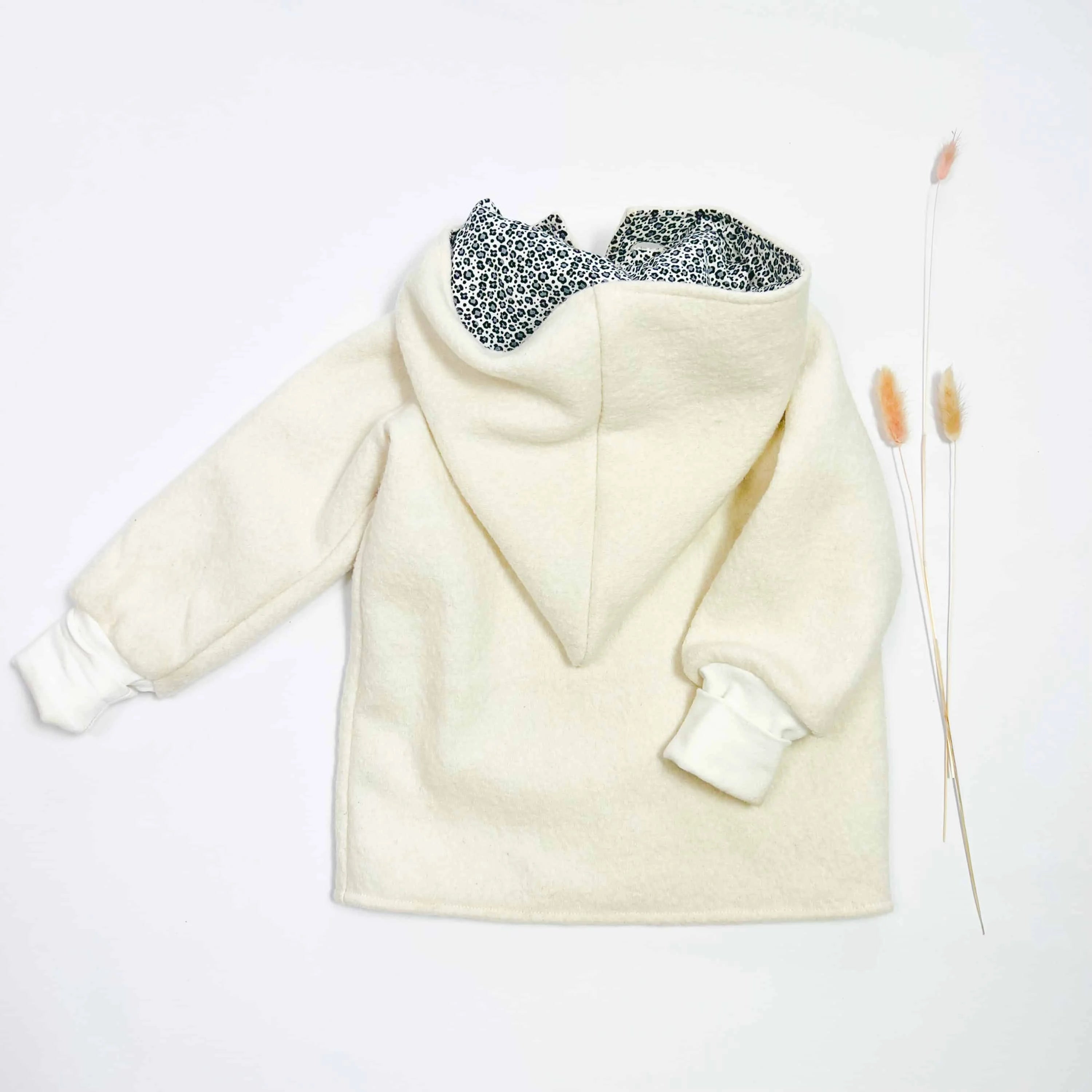 Walkjacke, Wintermantel creme innen leo