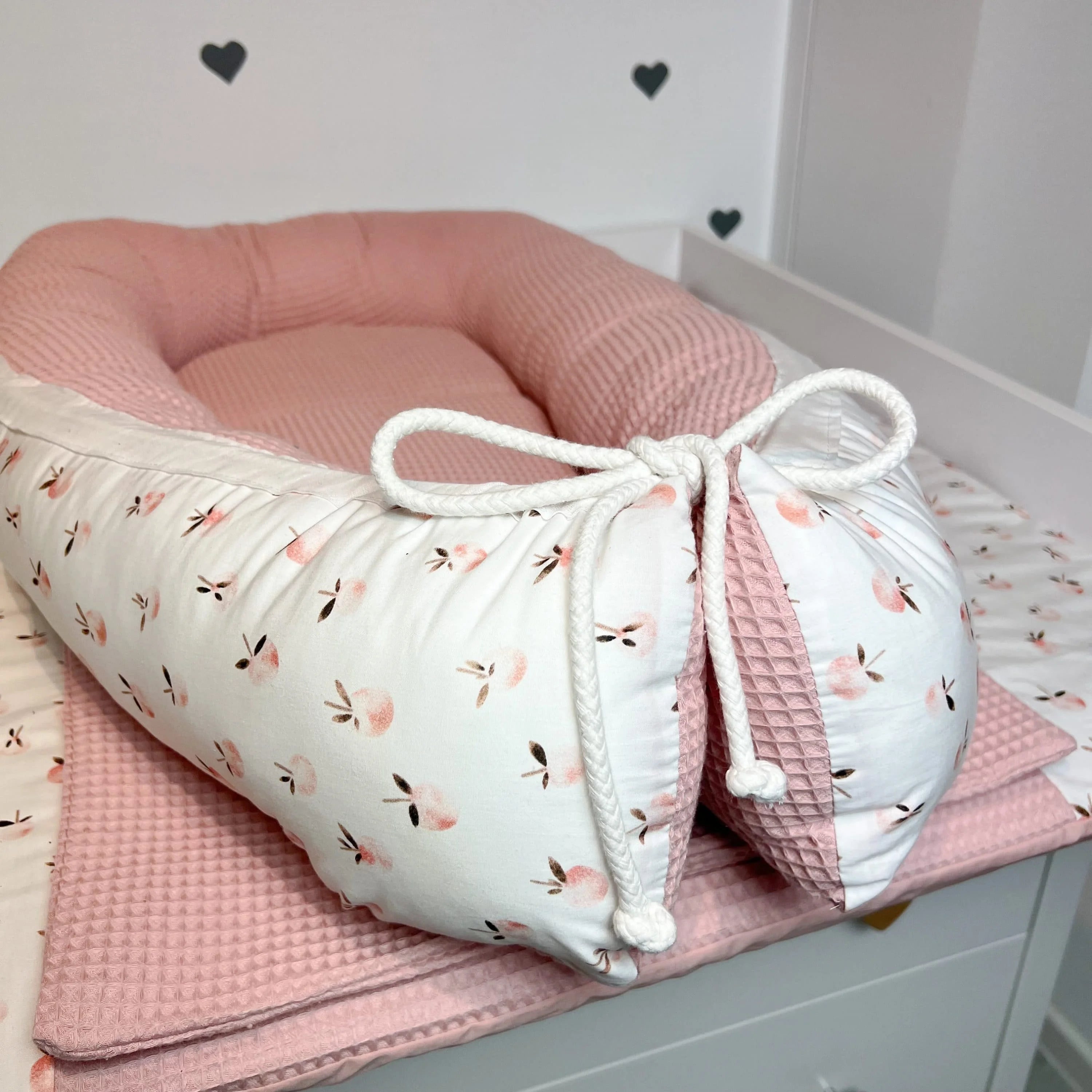 Nestchen Pfirsiche Waffelpiqué rosa