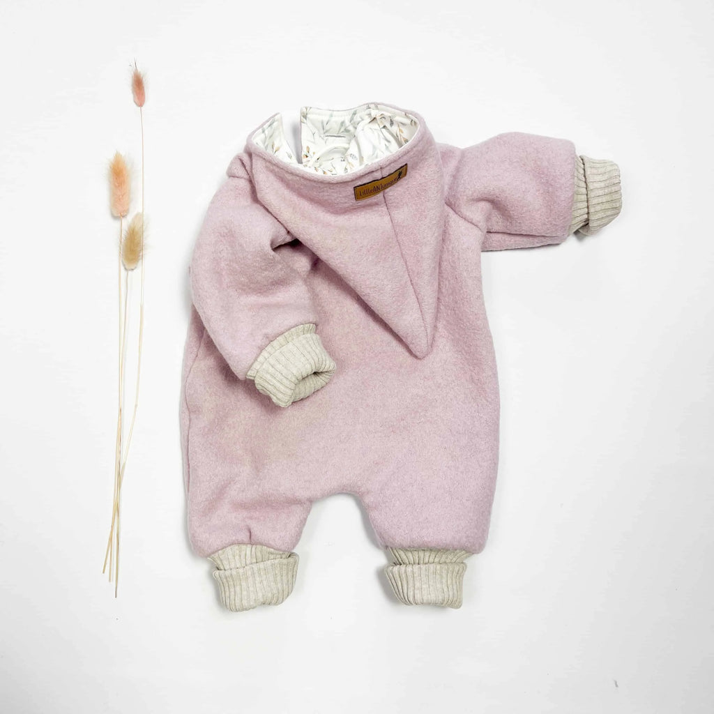 Walkoverall, Winteroverall in rosa/ innen Weidenkätzchen