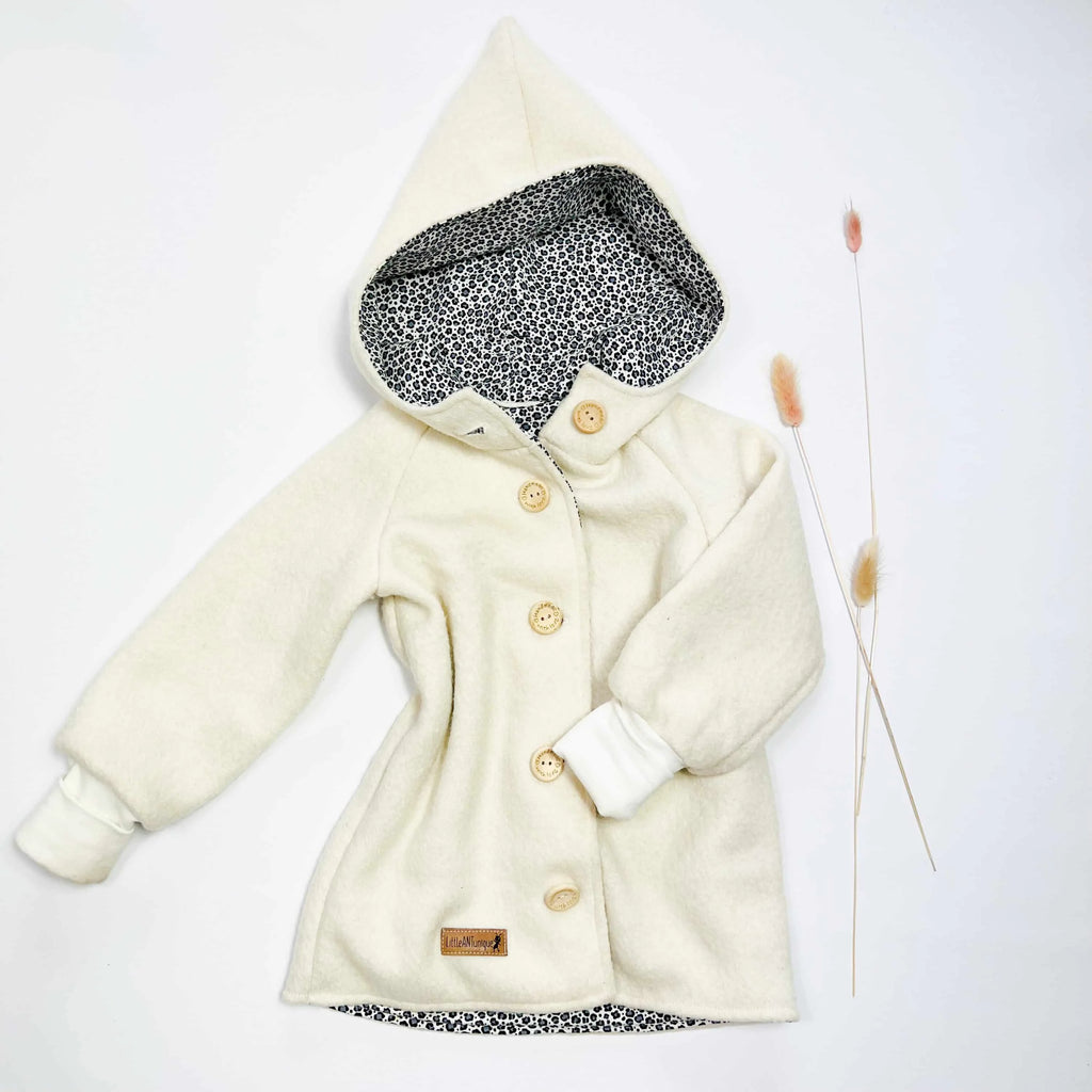 Walkjacke, Wintermantel creme innen leo