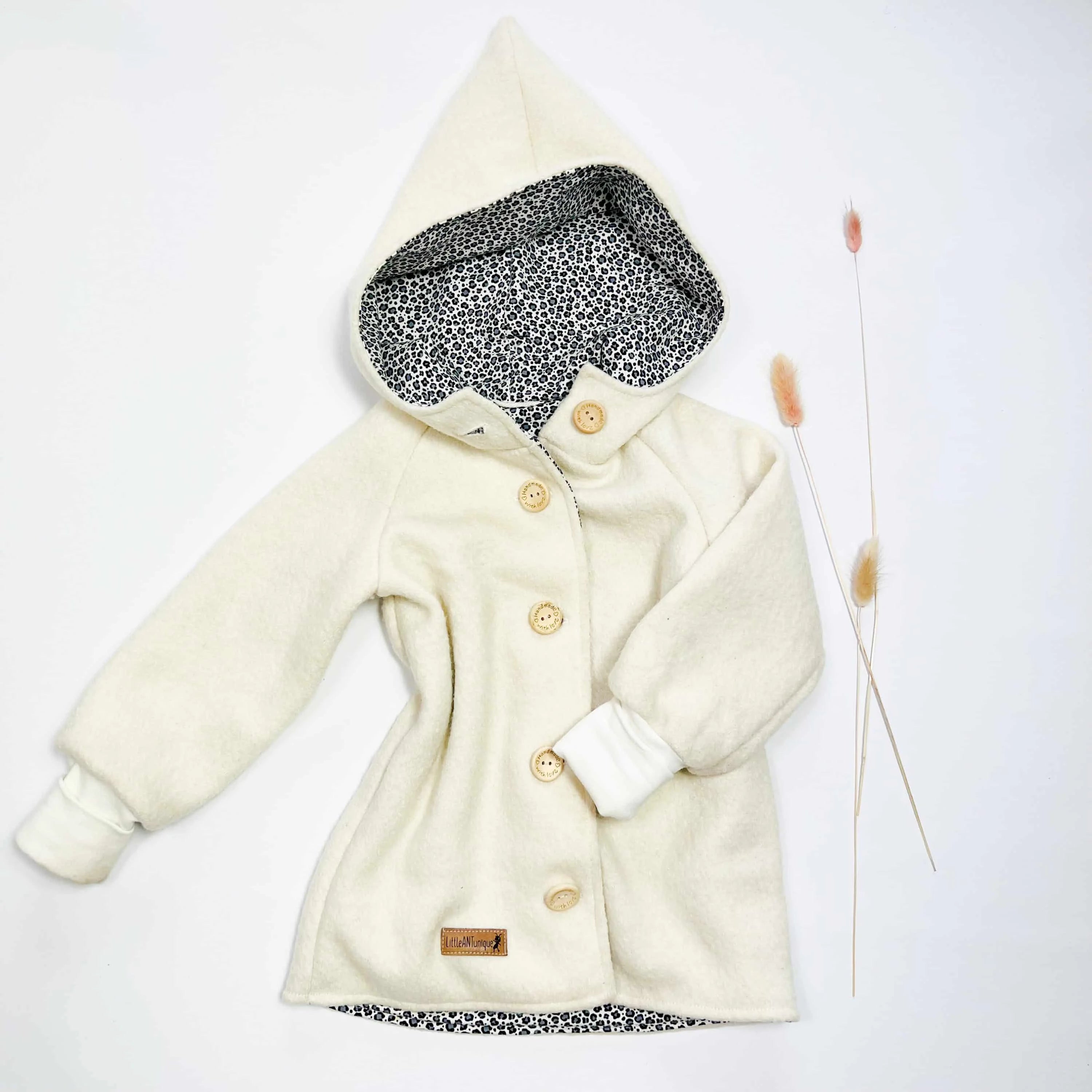 Walkjacke, Wintermantel creme innen leo