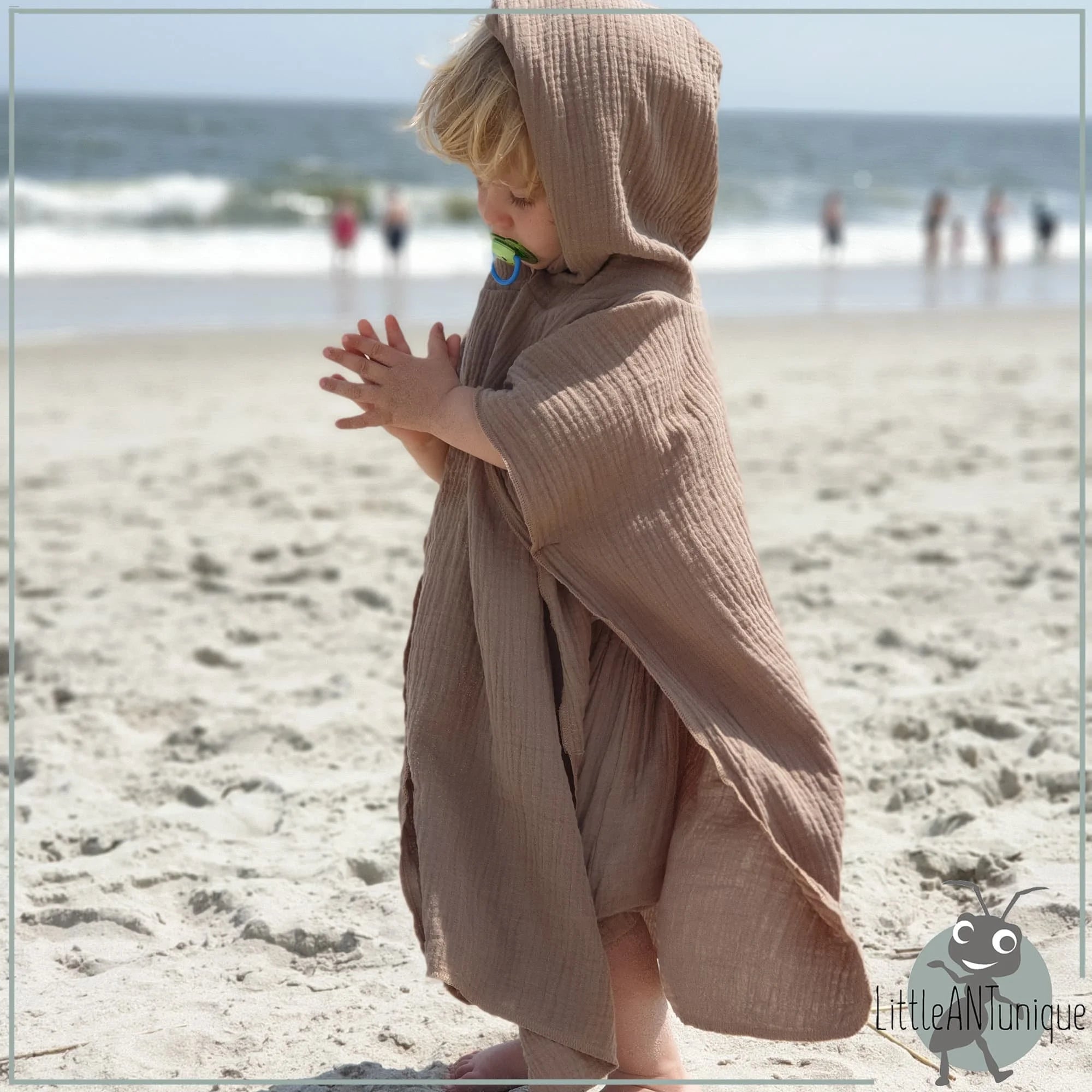 Poncho Badeponcho Musselin altrosa