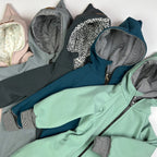 Softshell Overall in rosa und innen Weidenkätzchen oder gestreift