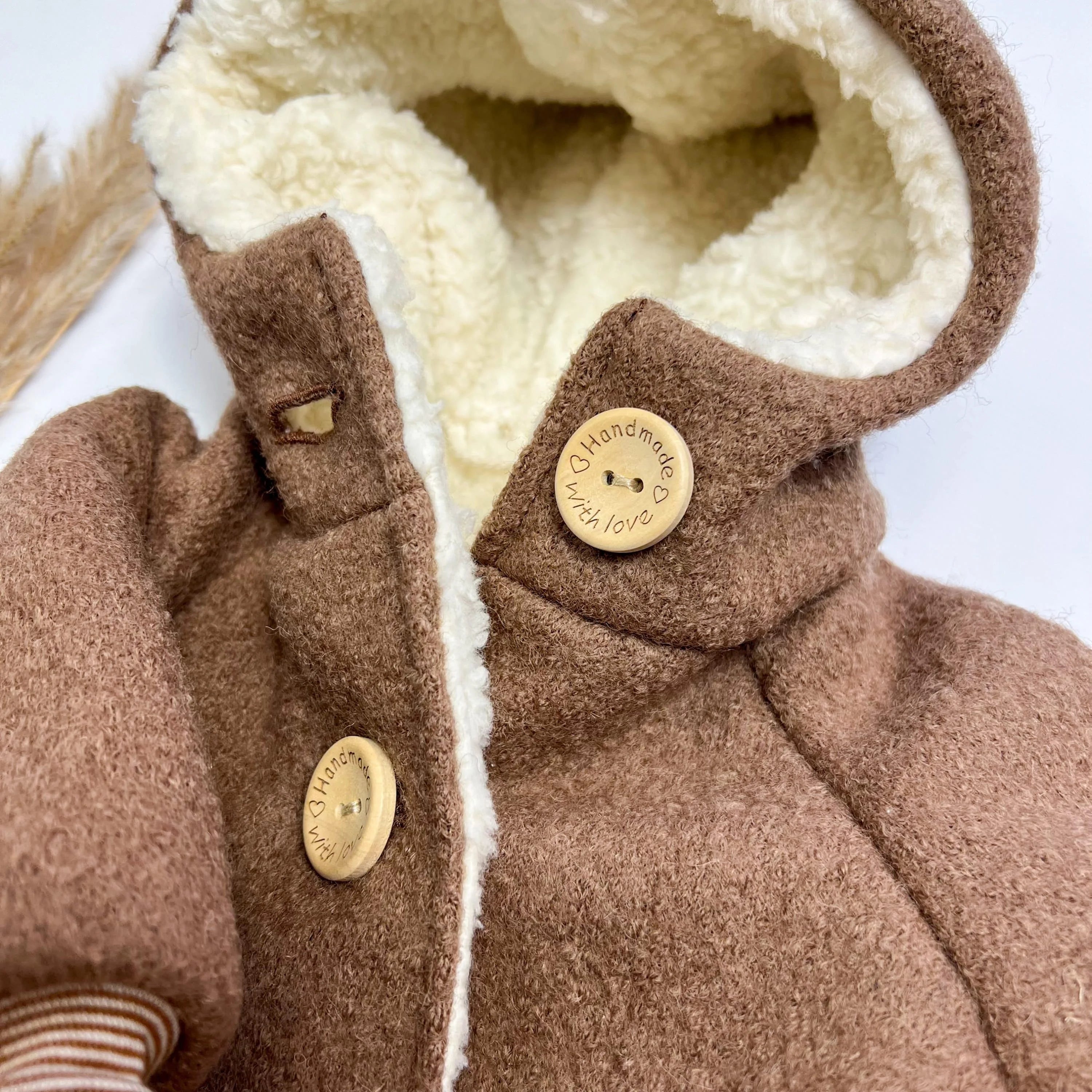 Walkoverall, Winteroverall in camel mit Teddystoff gefüttert