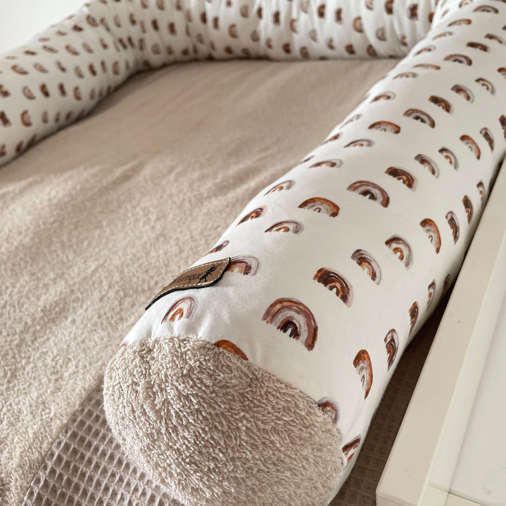 Bettschlange, Wickeltischumrandung rainbow mit Frottee beige