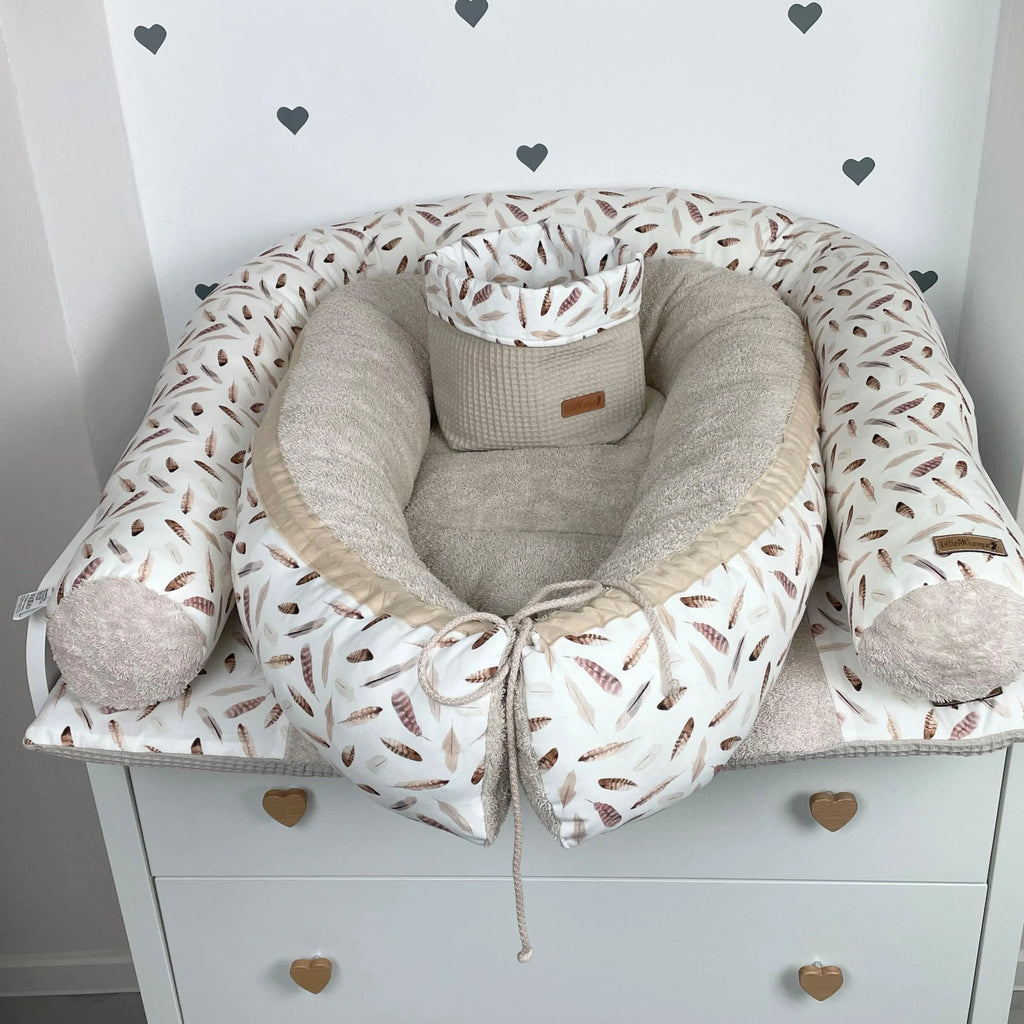 Nestchen Federn mit Frottee beige