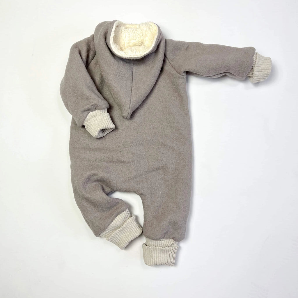 Walkoverall, Winteroverall taupe/ innen mit kuscheligem Teddystoff