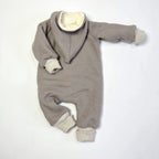 Walkoverall, Winteroverall taupe/ innen mit kuscheligem Teddystoff