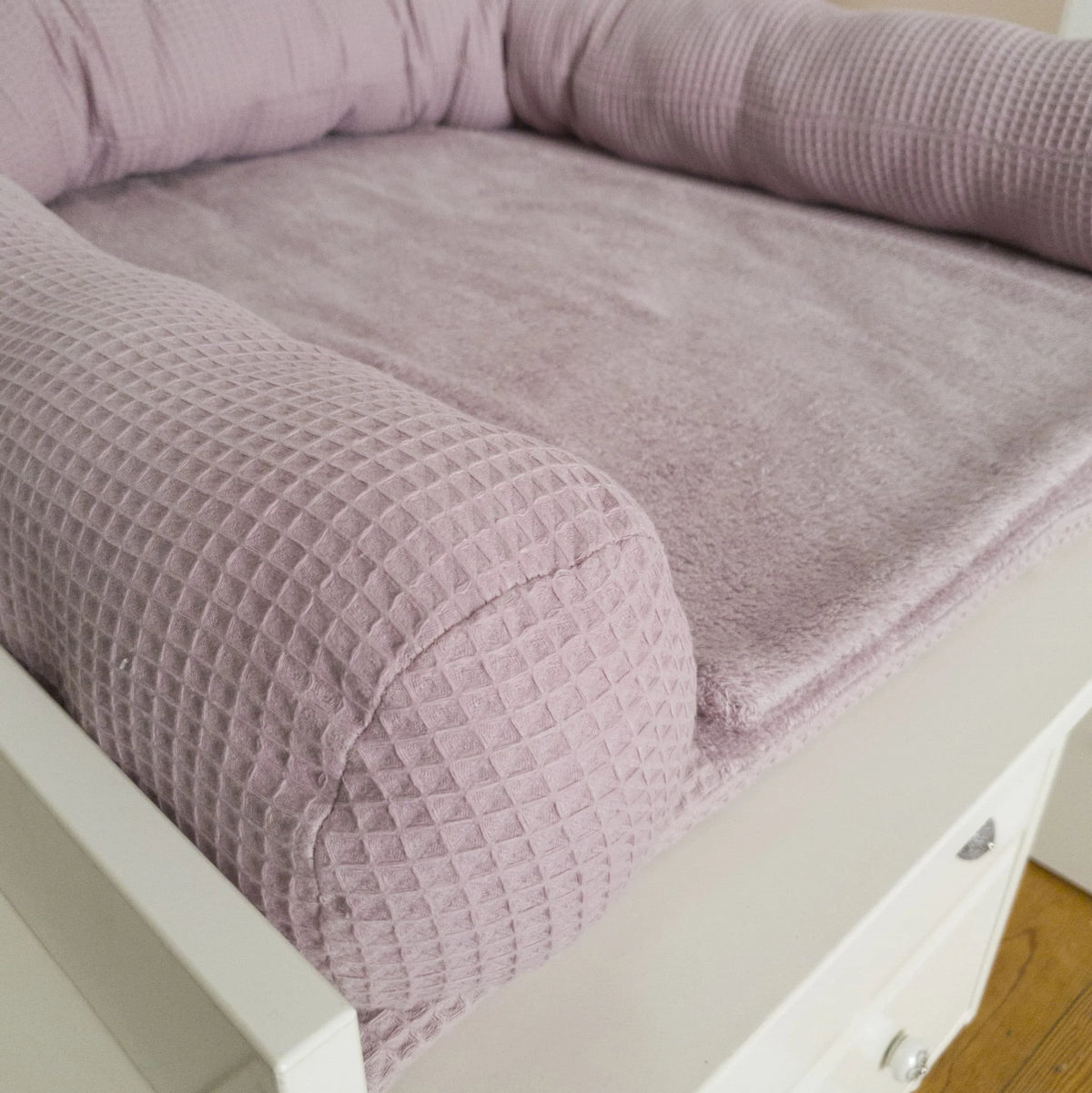 Bettschlange, Wickeltischumrandung Waffelpiqué rosa