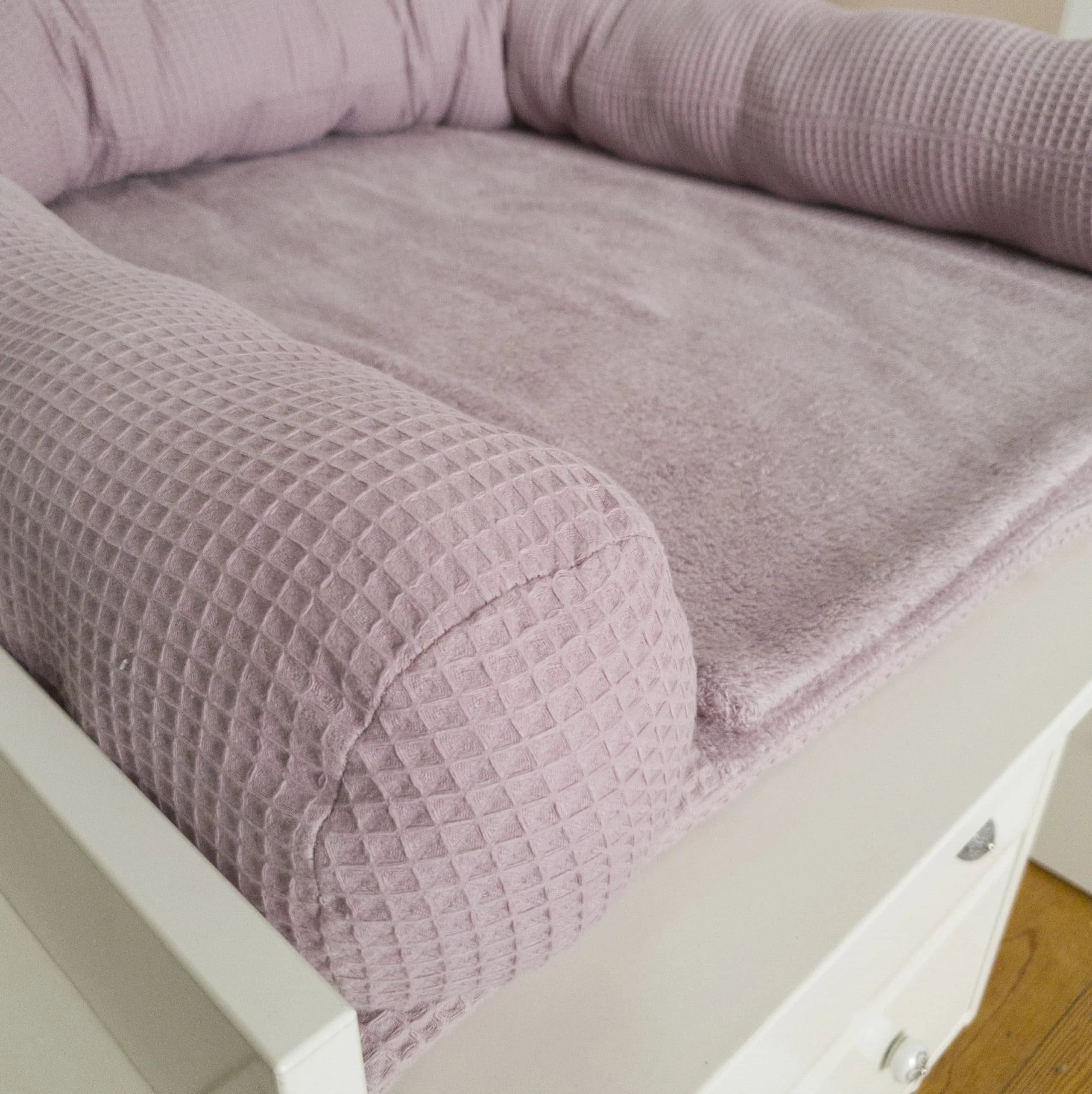 Bettschlange, Wickeltischumrandung Waffelpiqué rosa