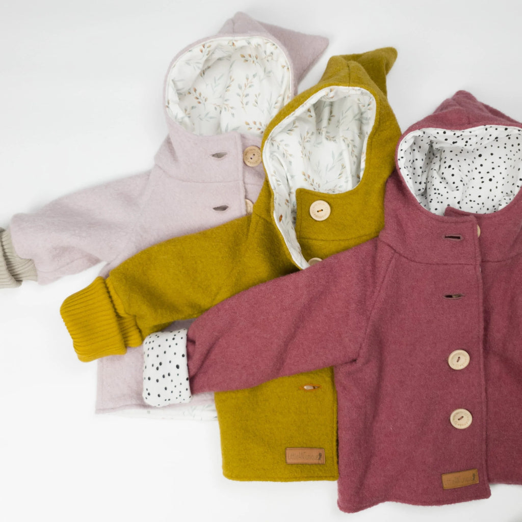 Walkjacke, Wintermantel in mint/ innen Eukalyptus oder Weidenkätzchen