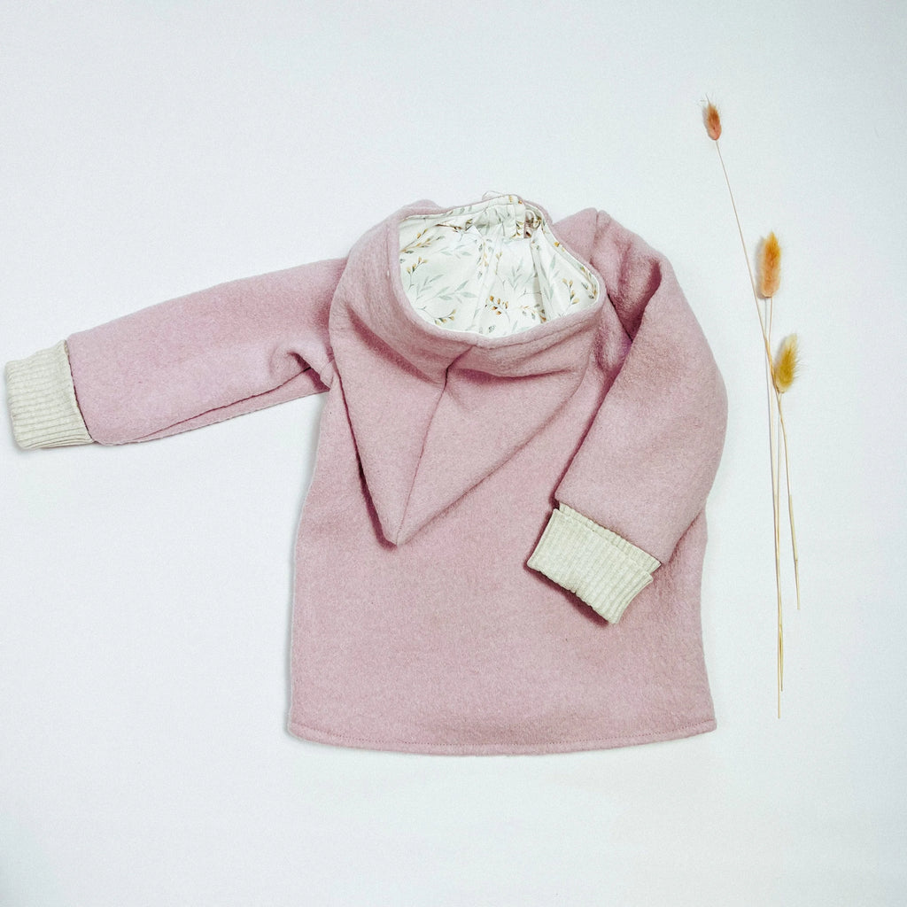 Walkjacke, Wintermantel in rosa/ innen Weidenkätzchen