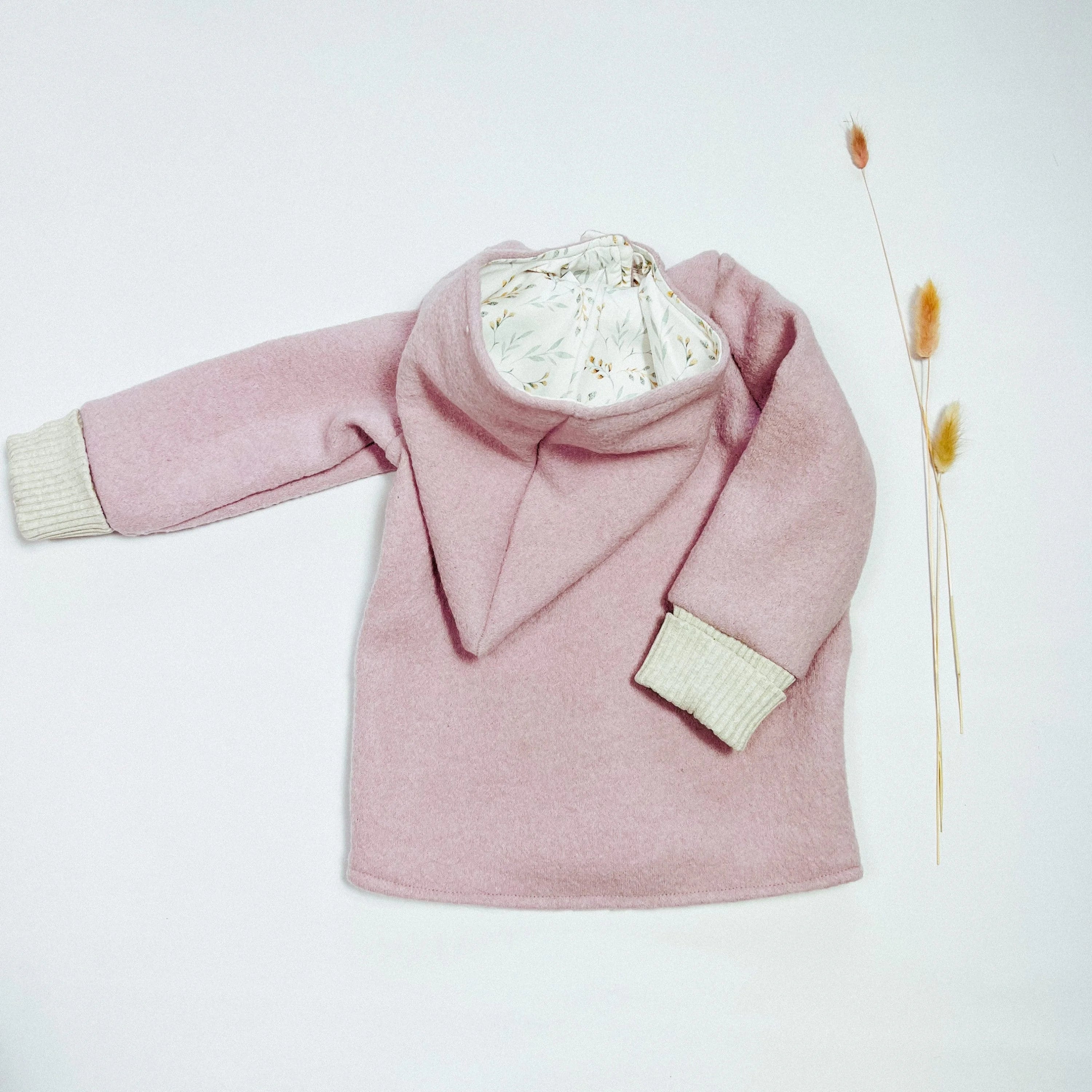 Walkjacke, Wintermantel in rosa/ innen Weidenkätzchen