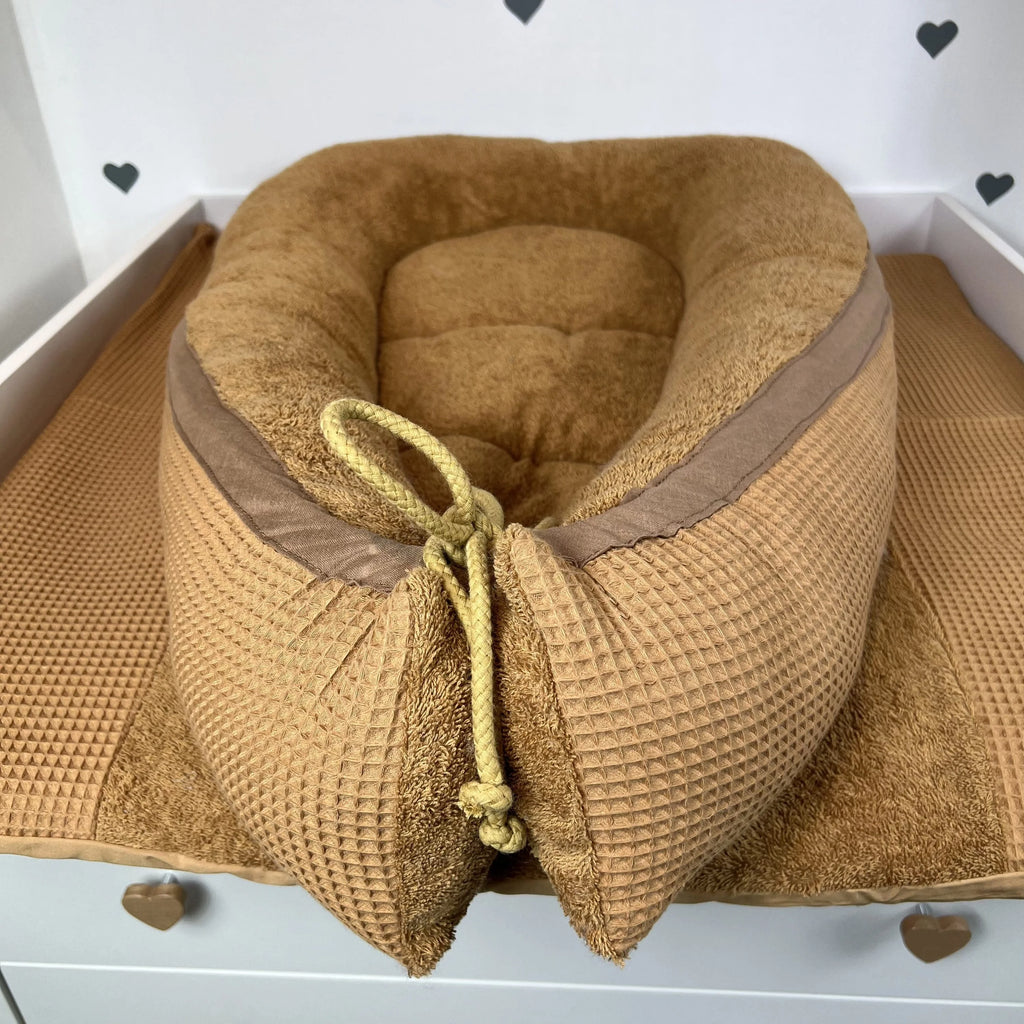 Nestchen Waffelpiqué camel mit Frottee camel