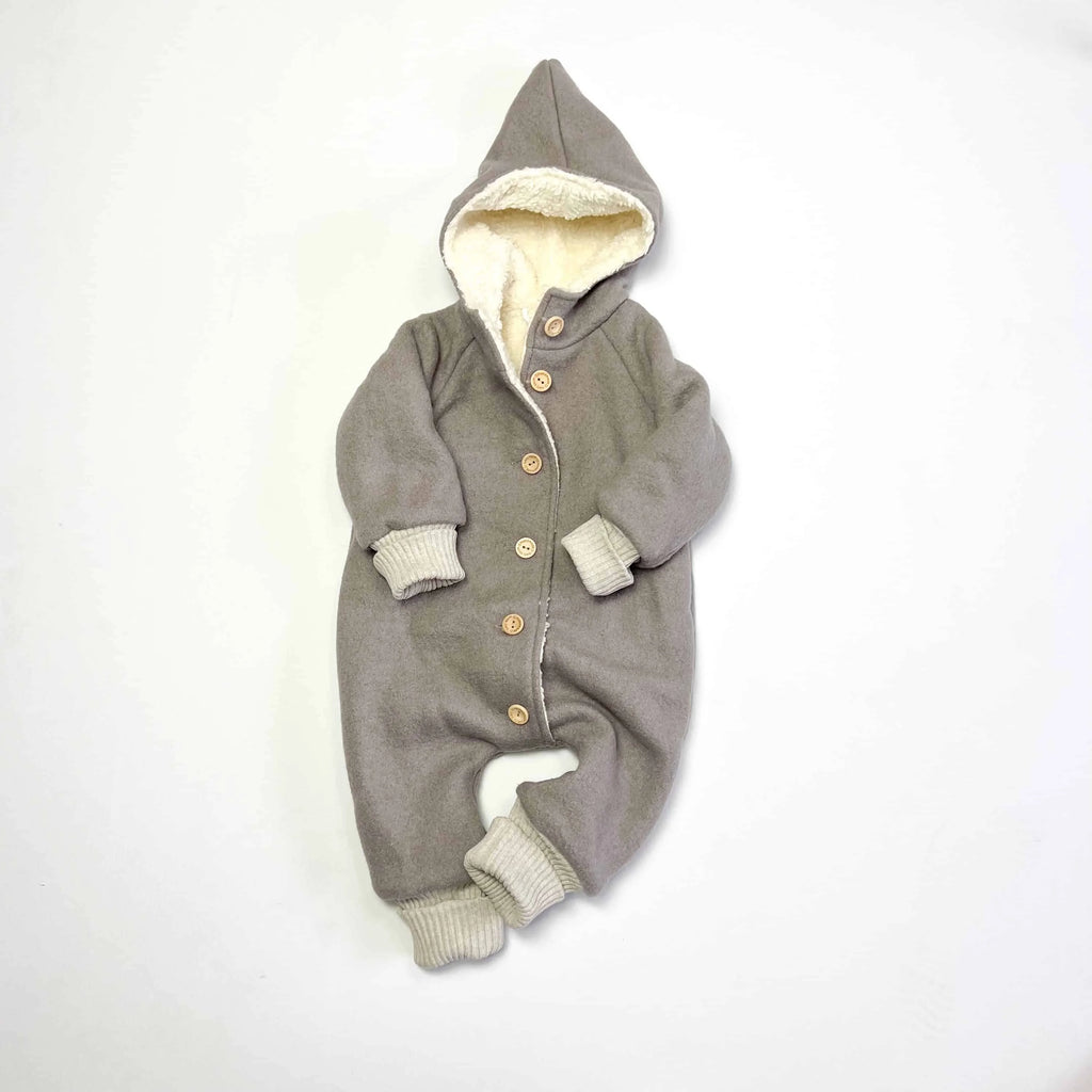 Walkoverall, Winteroverall taupe/ innen mit kuscheligem Teddystoff