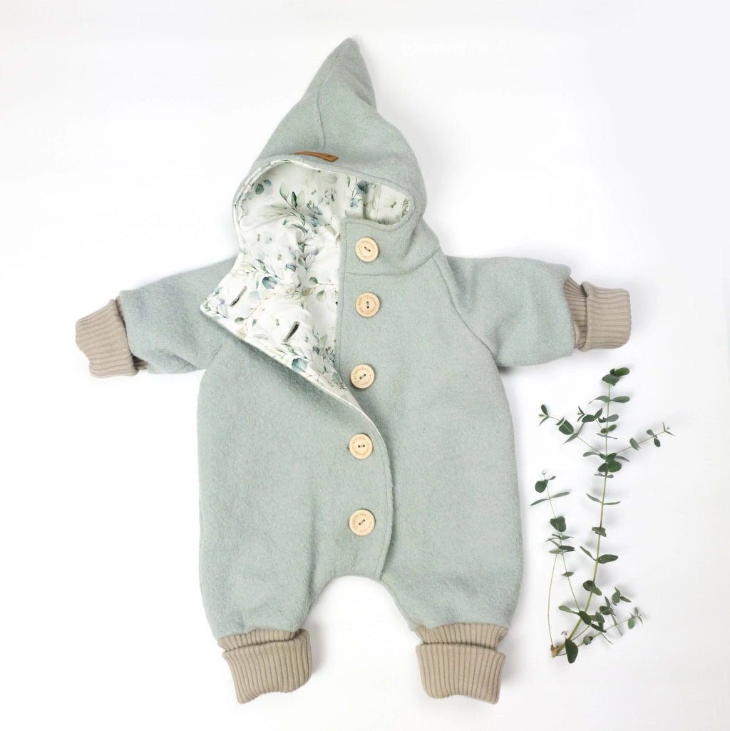 Walkoverall, Winteroverall in mint/ innen Eukalyptus oder Weidenkätzchen