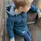 Jacke Softshelljacke Kinderjacke petrol und innen gestreift