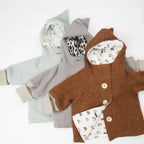 Walkjacke, Wintermantel in mint/ innen Eukalyptus oder Weidenkätzchen