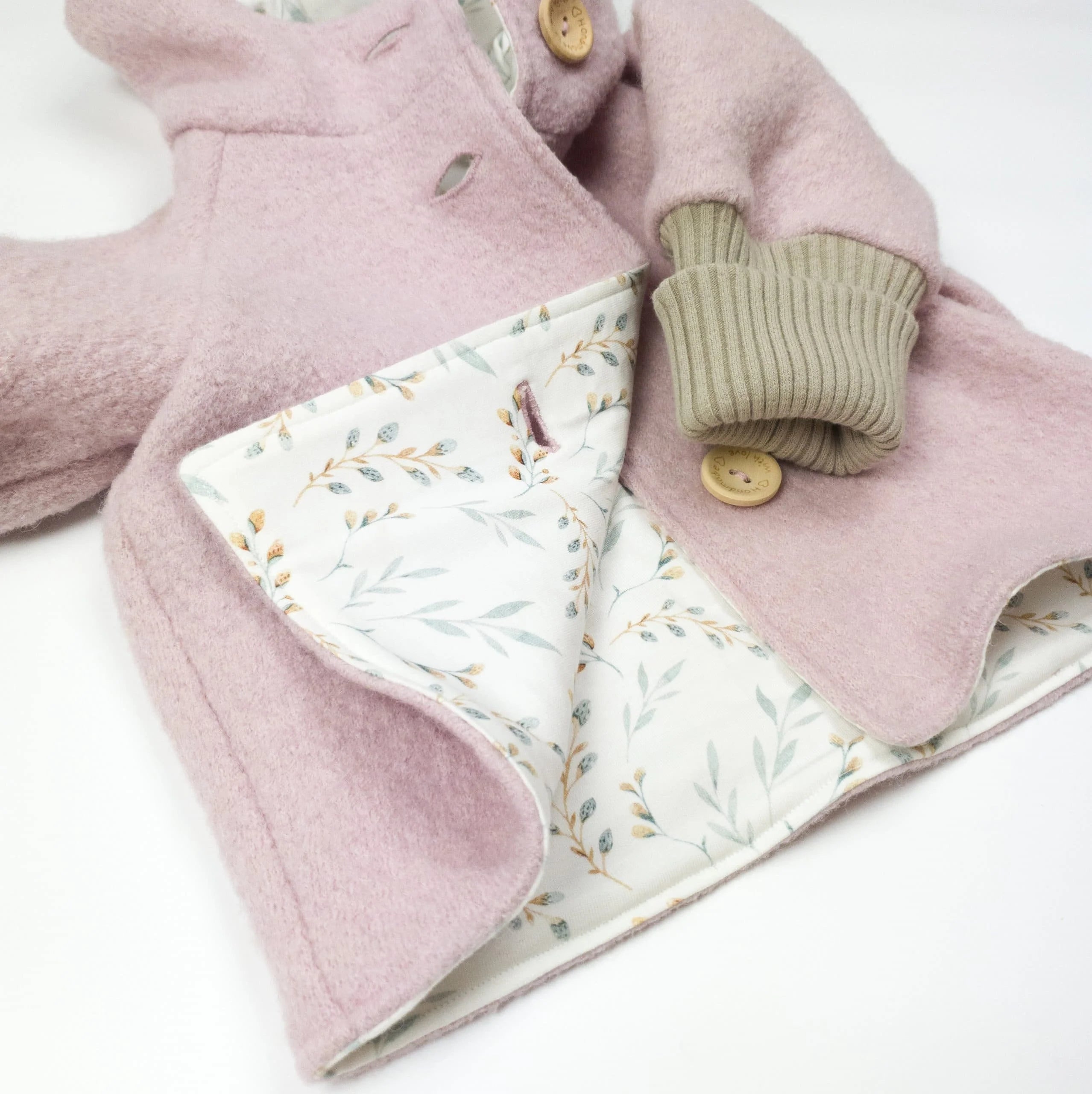 Walkjacke, Wintermantel in rosa/ innen Weidenkätzchen
