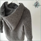 Walkjacke, Wintermantel grau, innen gestreift