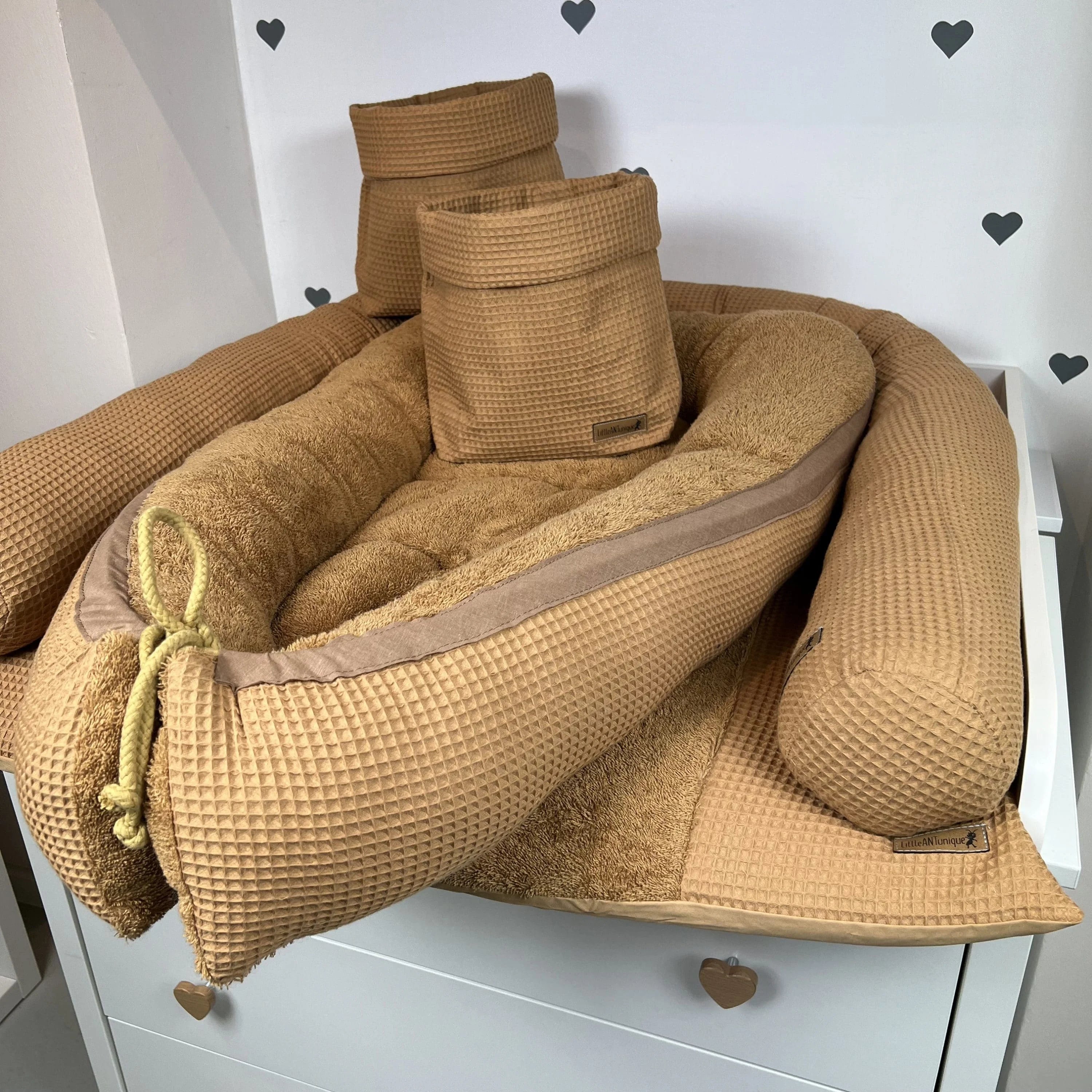 Nestchen Waffelpiqué camel mit Frottee camel
